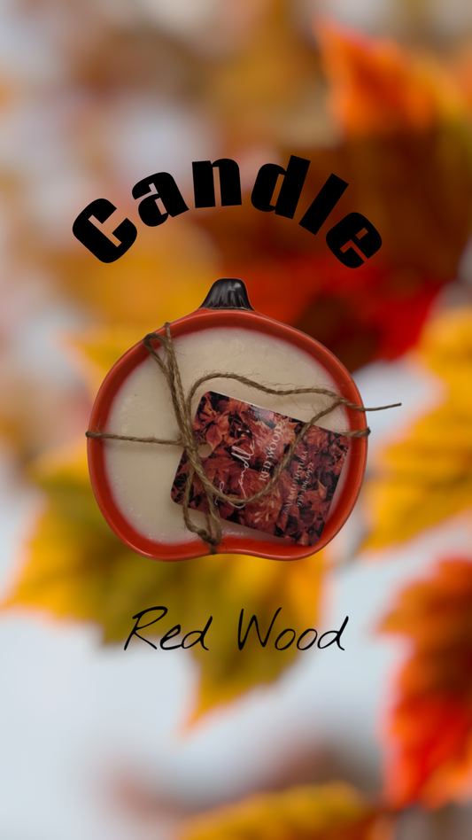 Candle Red Wood Pumpkin